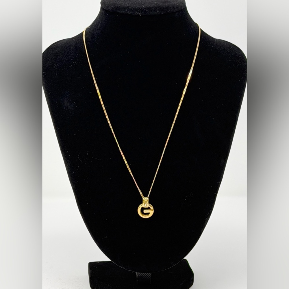 Givenchy Gold Necklace with Pendant and 3 Crystal Stones EUC - Picture 1 of 7